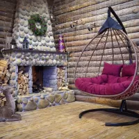 Подвесное двухместное кресло-кокон FISHT горячий шоколад + каркас (Подвесное кресло-кокон FISHT горячий шоколад + зеленая  подушка FIS 408)